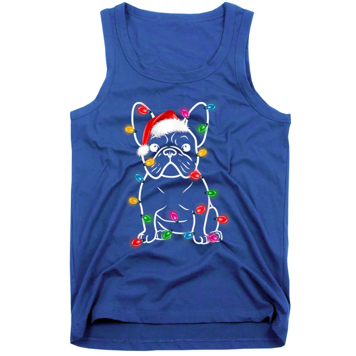 Funny French Bulldog Dog Tree Christmas Lights Pajama Xmas Gift Tank Top