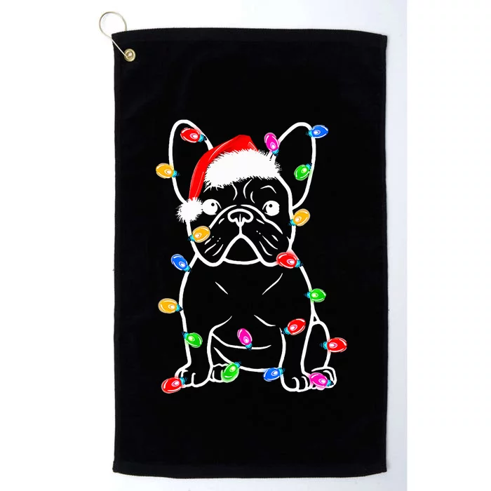 Funny French Bulldog Dog Tree Christmas Lights Xmas Pajama Platinum Collection Golf Towel