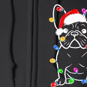 Funny French Bulldog Dog Tree Christmas Lights Xmas Pajama Full Zip Hoodie