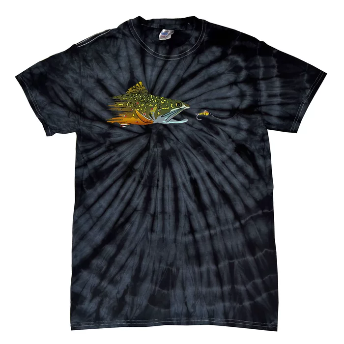 Fly Fishing Brook Trout Dry Fly Tying Fisherman Tie-Dye T-Shirt