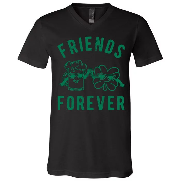 FRIENDS FOREVER BEER AND CLOVER V-Neck T-Shirt