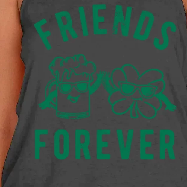 FRIENDS FOREVER BEER AND CLOVER Women's Knotted Racerback Tank