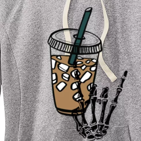 Funny Fueled By Iced Coffee And Anxiety Retro Coffee Lovers Cool Gift Women's Fleece Hoodie