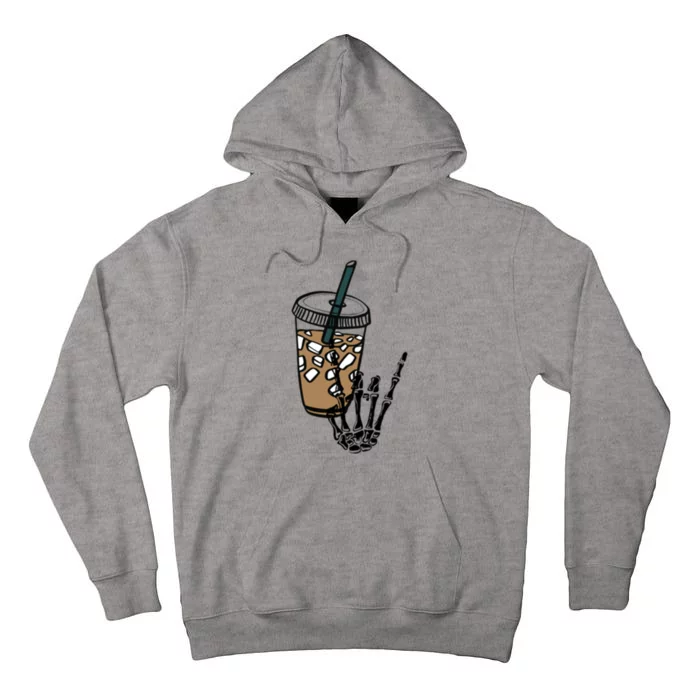 Funny Fueled By Iced Coffee And Anxiety Retro Coffee Lovers Cool Gift Tall Hoodie