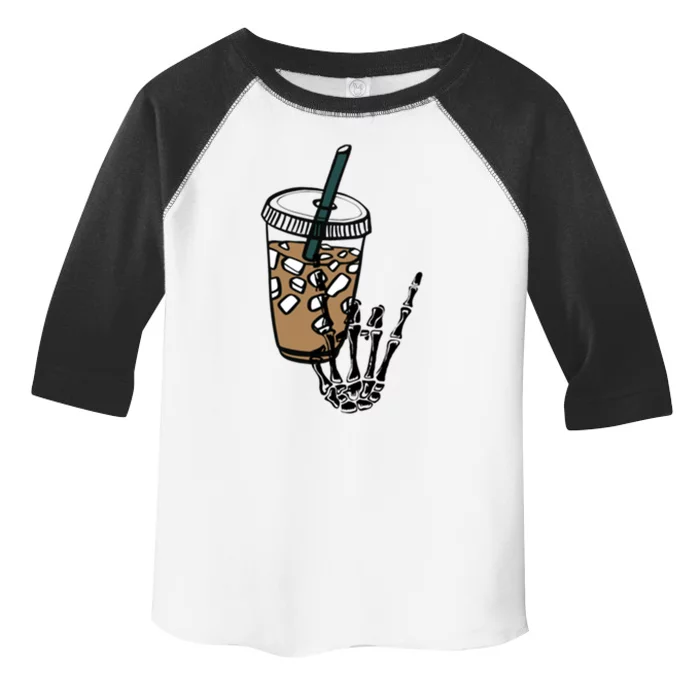 Funny Fueled By Iced Coffee And Anxiety Retro Coffee Lovers Cool Gift Toddler Fine Jersey T-Shirt