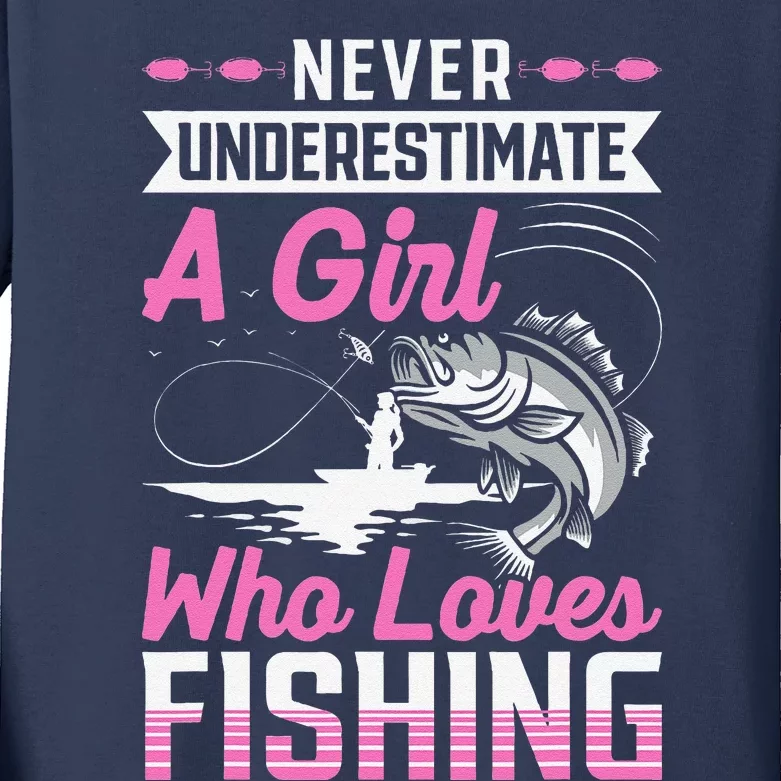 Funny Fishing Bass Fish Fisherman Gifts Kids Long Sleeve Shirt