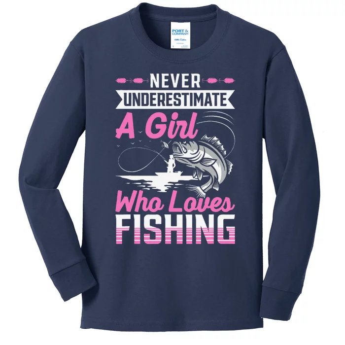 Funny Fishing Bass Fish Fisherman Gifts Kids Long Sleeve Shirt