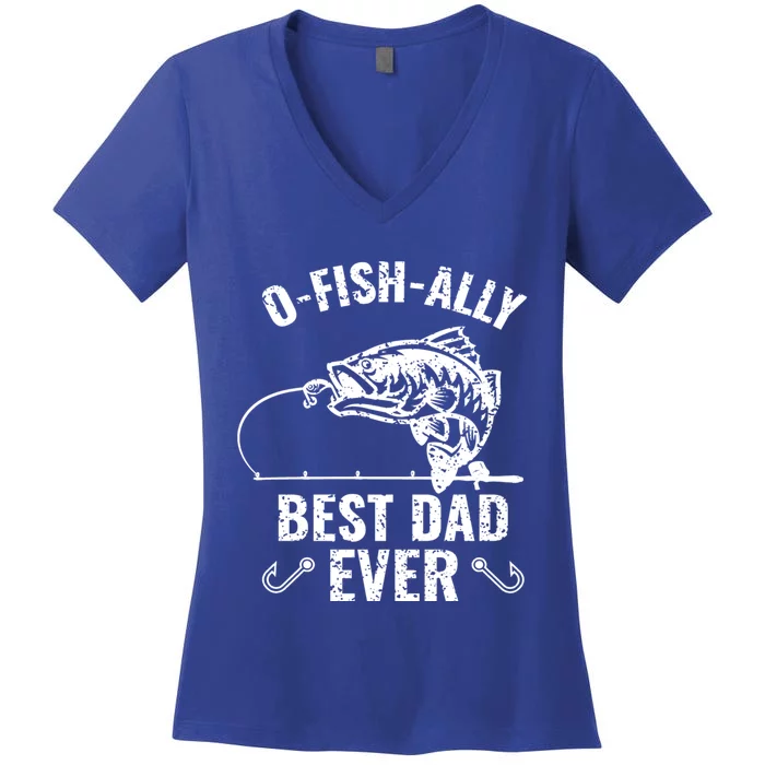 Funny Fishing Best Dad Ever Gift Women's V-Neck T-Shirt