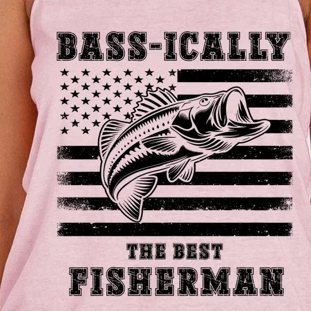 Fishing Fisherman Bass Ically The Best Fisherman Fishing Women's Knotted Racerback Tank