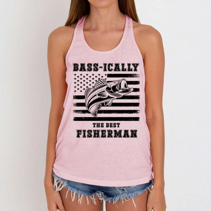 Fishing Fisherman Bass Ically The Best Fisherman Fishing Women's Knotted Racerback Tank