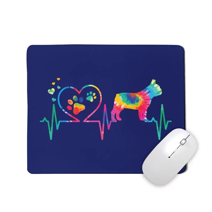 Frenchie French Bulldog Mom Dad Heartbeat Tie Dye Dog Gift Mousepad