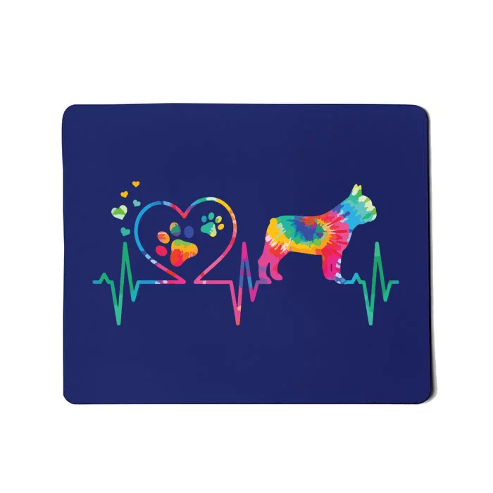 Frenchie French Bulldog Mom Dad Heartbeat Tie Dye Dog Gift Mousepad