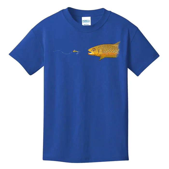 Fly Fishing Brown Trout Dry Fly Tying Fisherman Kids T-Shirt