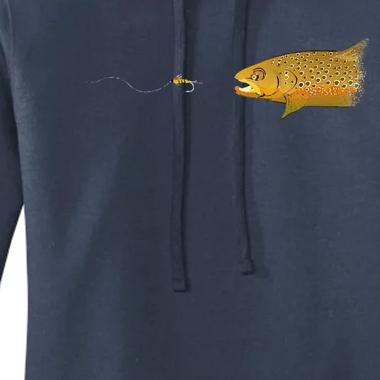 Fly Fishing Brown Trout Dry Fly Tying Fisherman Women's Pullover Hoodie