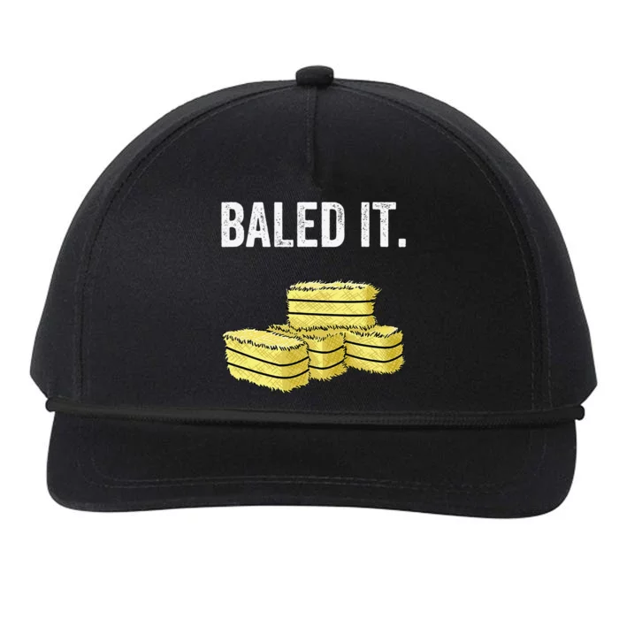 Funny Farming Baled It. Farm Joke Hay Bale Pun Snapback Five-Panel Rope Hat