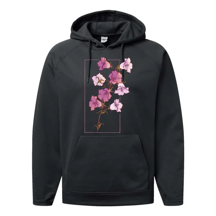 Floral Flower Bellflower Campanula Wildflower Performance Fleece Hoodie