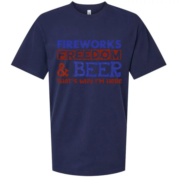 Fireworks Freedom & Beer That's Why I'm Here 4th Of July Tee Sueded Cloud Jersey T-Shirt