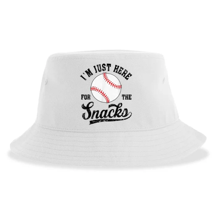 Funny Fantasy Baseball League I’m Just Here For The Snacks Sustainable Bucket Hat