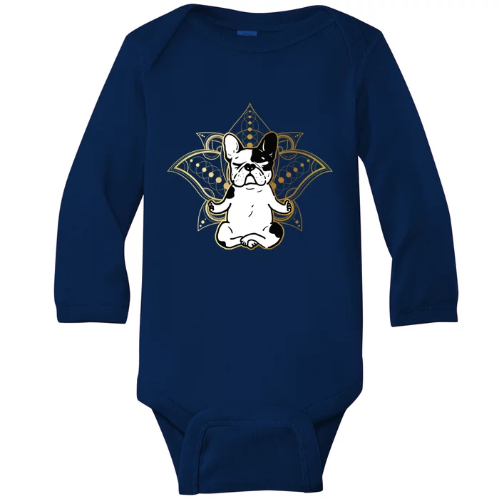 Funny French Bulldog Frenchie Yoga Dog Lovers Gift Baby Long Sleeve Bodysuit