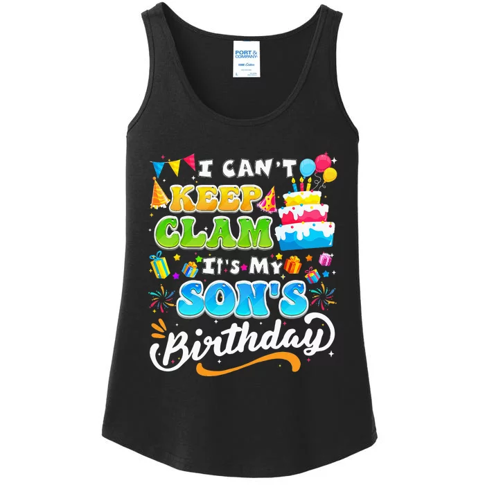 Funny Family Birthday I Cant Keep Calm Its My Sons Birthday Ladies Essential Tank