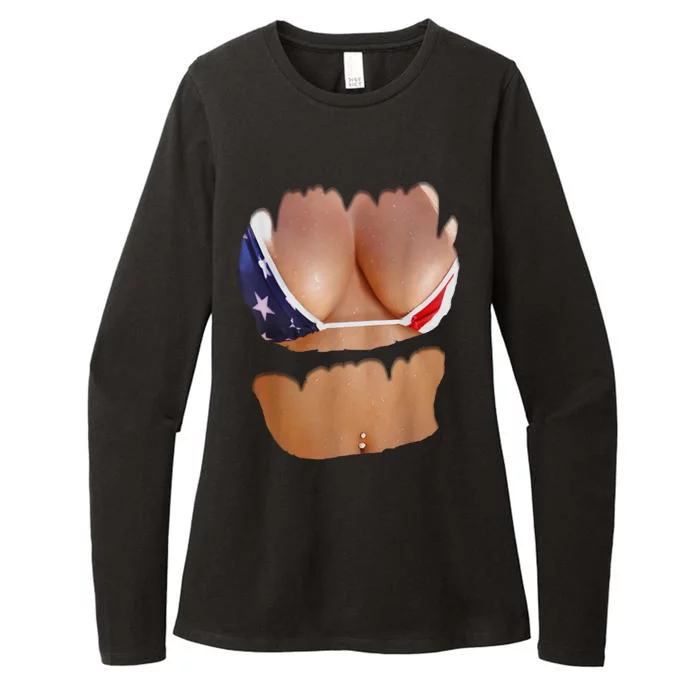 Funny Fake Bikini Body And Boobs Costume Womens CVC Long Sleeve Shirt