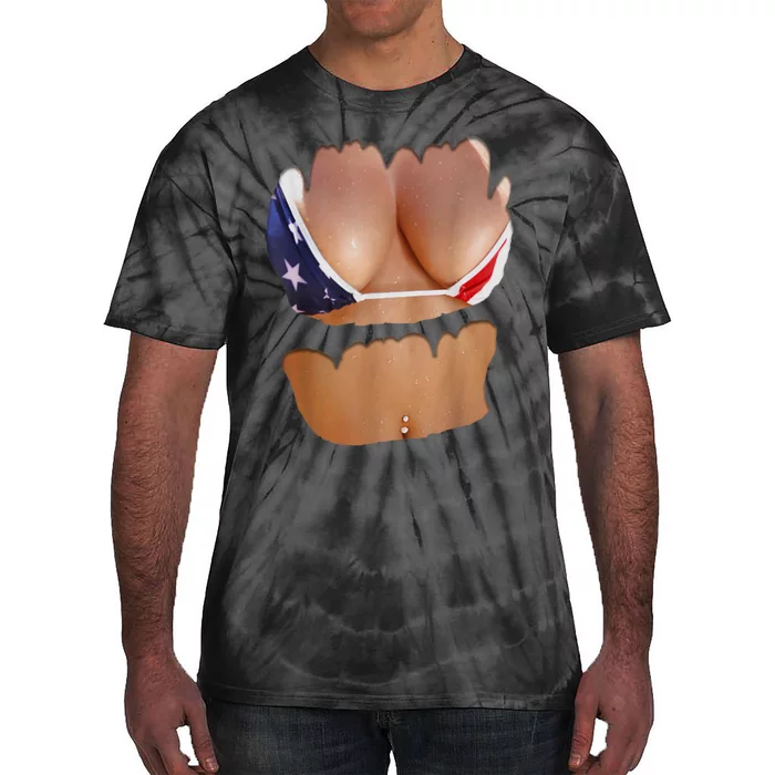 Funny Fake Bikini Body And Boobs Costume Tie-Dye T-Shirt