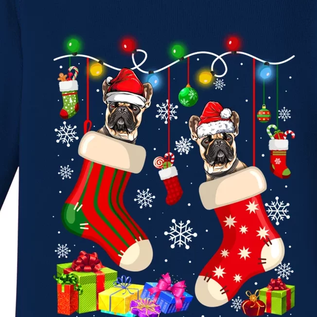 Funny French Bulldog Christmas Socks Xmas Dog Lover Funny Gift Baby Long Sleeve Bodysuit