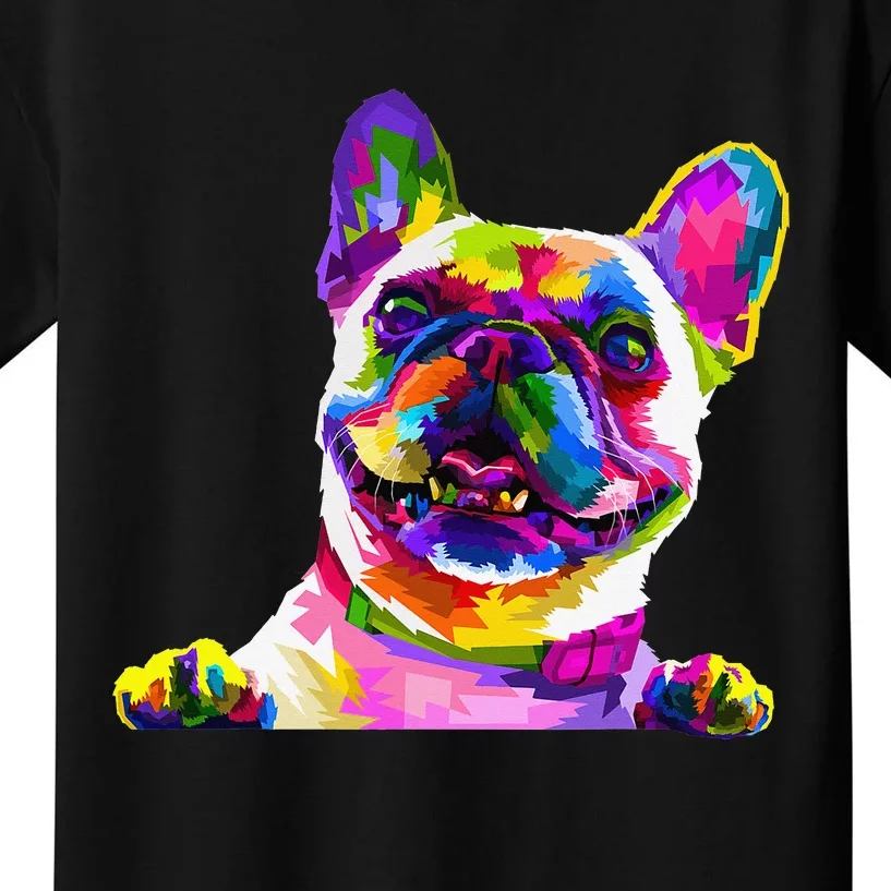 Frenchie French Bulldog Pop Art Portrait Bouledogue Kids T-Shirt