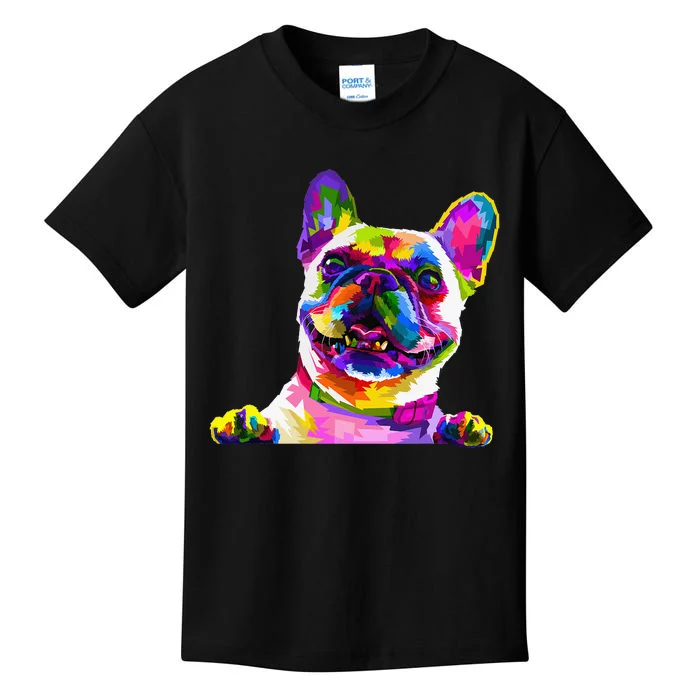 Frenchie French Bulldog Pop Art Portrait Bouledogue Kids T-Shirt