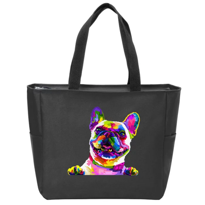 Frenchie French Bulldog Pop Art Portrait Bouledogue Zip Tote Bag