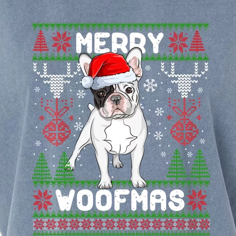 Funny French Bulldog Dog Tree Christmas Ugly Xmas Pajama Cool Gift Garment-Dyed Women's Muscle Tee