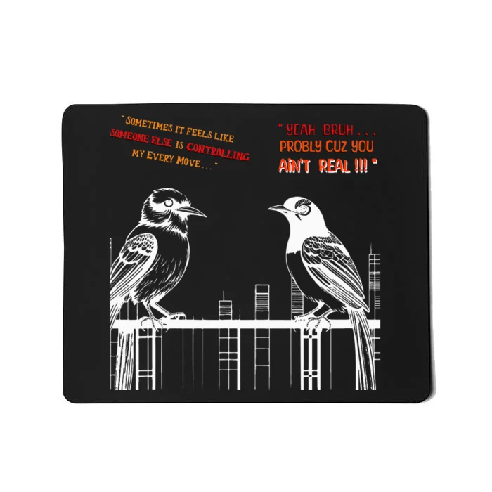 FUNNY FAKE BIRDS ON A WIRE DESIGN LINE ART COMICAL Mousepad