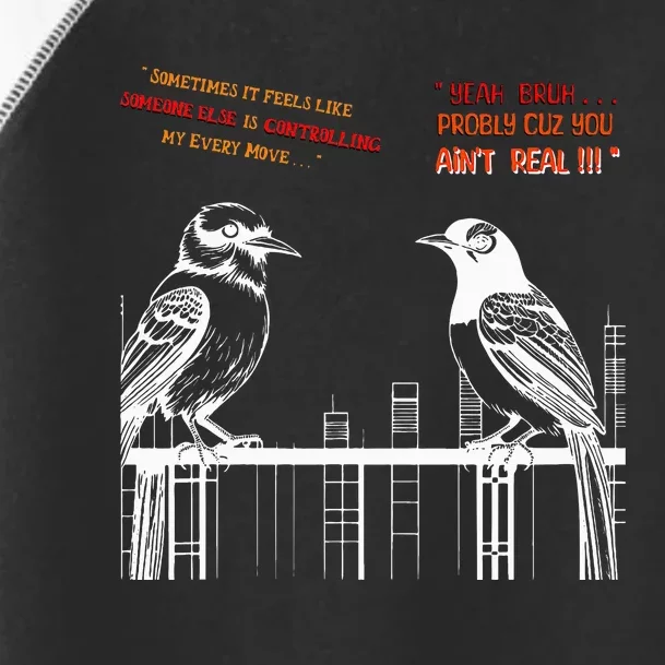 FUNNY FAKE BIRDS ON A WIRE DESIGN LINE ART COMICAL Toddler Fine Jersey T-Shirt