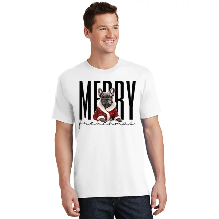 Funny French Bulldog Merry Frenchmas Christmas Dog Mom T-Shirt