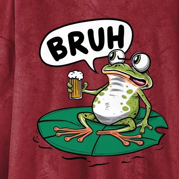 Funny Frog Bruh .. Hooded Wearable Blanket