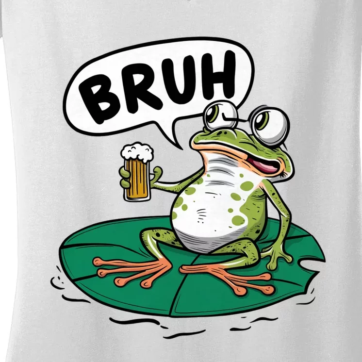 Funny Frog Bruh .. Women's V-Neck T-Shirt