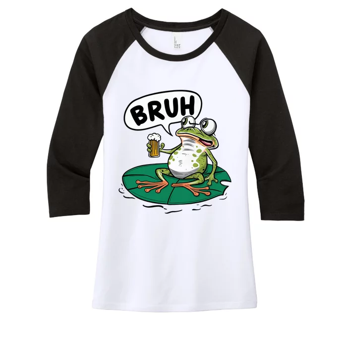 Funny Frog Bruh .. Women's Tri-Blend 3/4-Sleeve Raglan Shirt