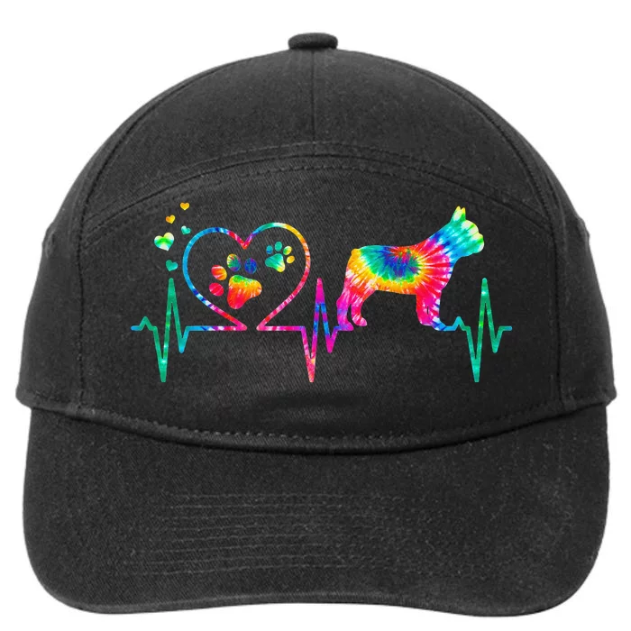 Frenchie French Bulldog Mom Dad Heartbeat Tie Dye Dog Gift 7-Panel Snapback Hat