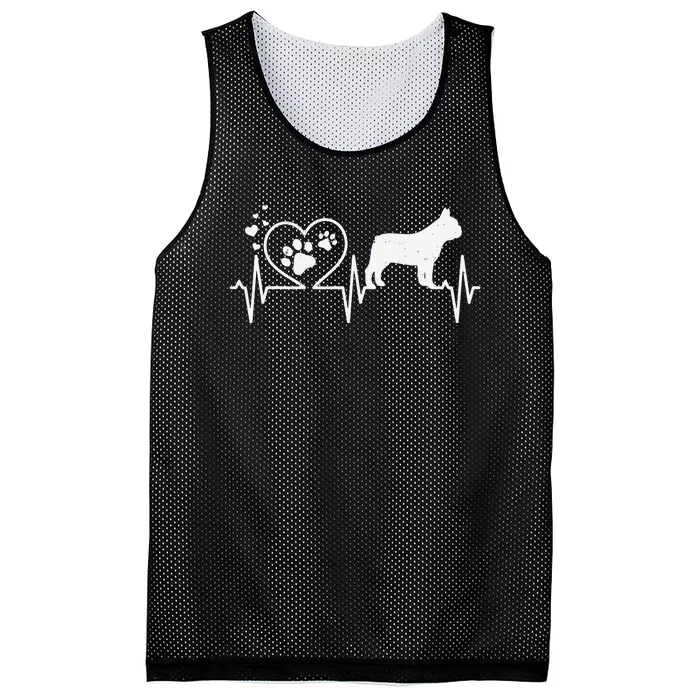 Frenchie French Bulldog Mom Mama Dad Heartbeat Heart Gift Mesh Reversible Basketball Jersey Tank