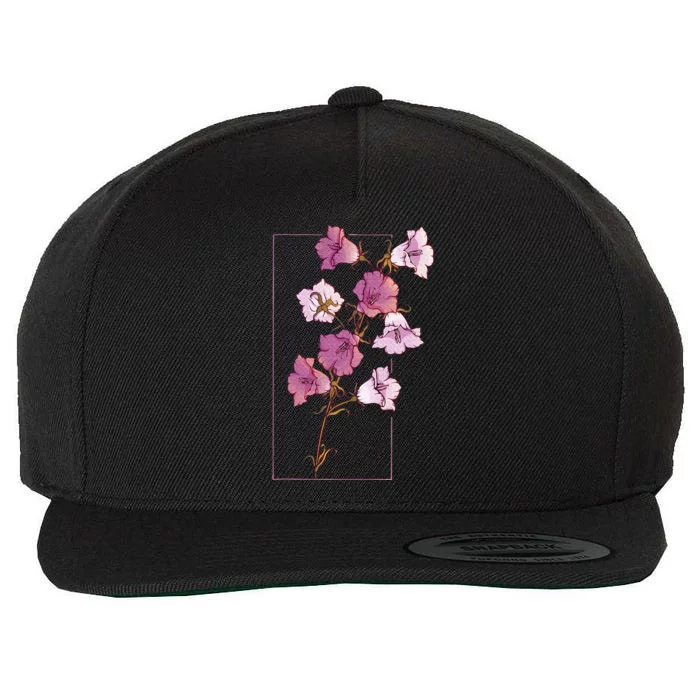 Floral Flower Bellflower Campanula Wildflower Wool Snapback Cap