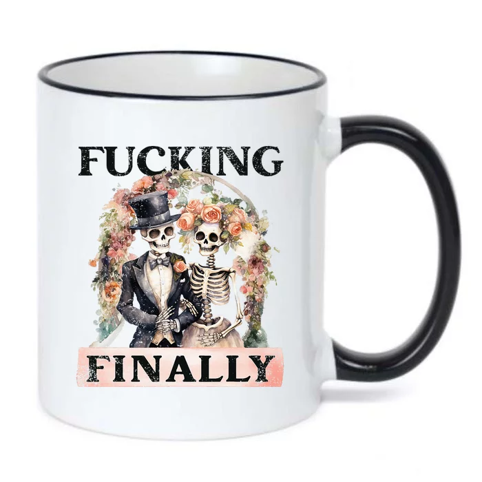 Fucking Finally Bridesmaid Skeleton Bride Groom Halloween Black Color Changing Mug