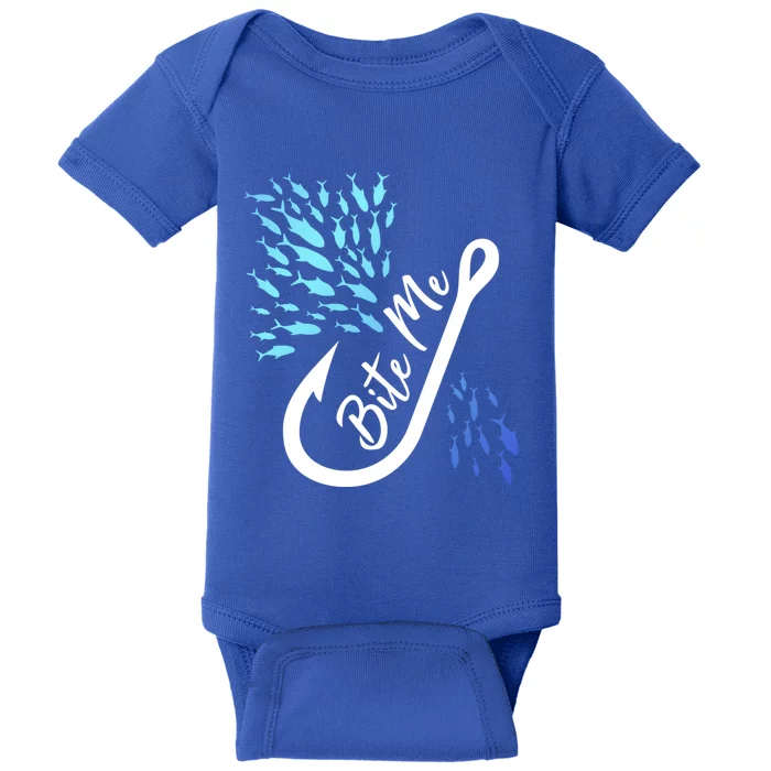 Fishing Fisher Bite Me Funny Gift Fish Design Idea Design Gift Baby Bodysuit