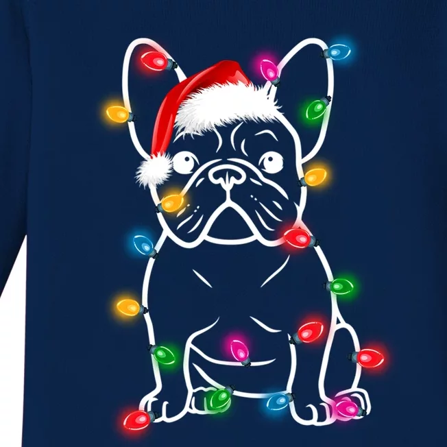 Funny French Bulldog Dog Tree Christmas Lights Xmas Pajama Meaningful Gift Baby Long Sleeve Bodysuit