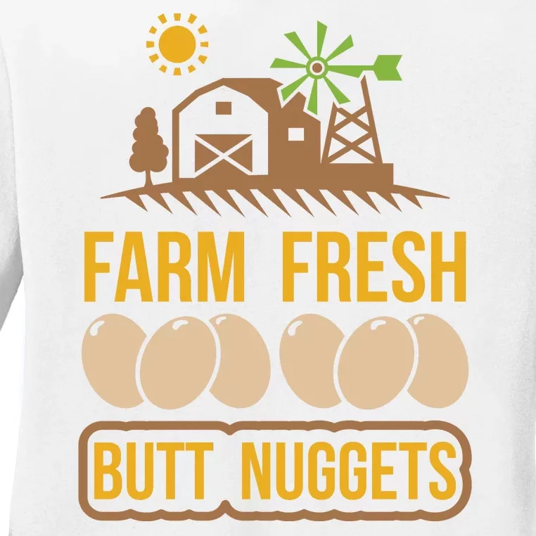 Farm Fresh Butt Nuggets Ladies Long Sleeve Shirt