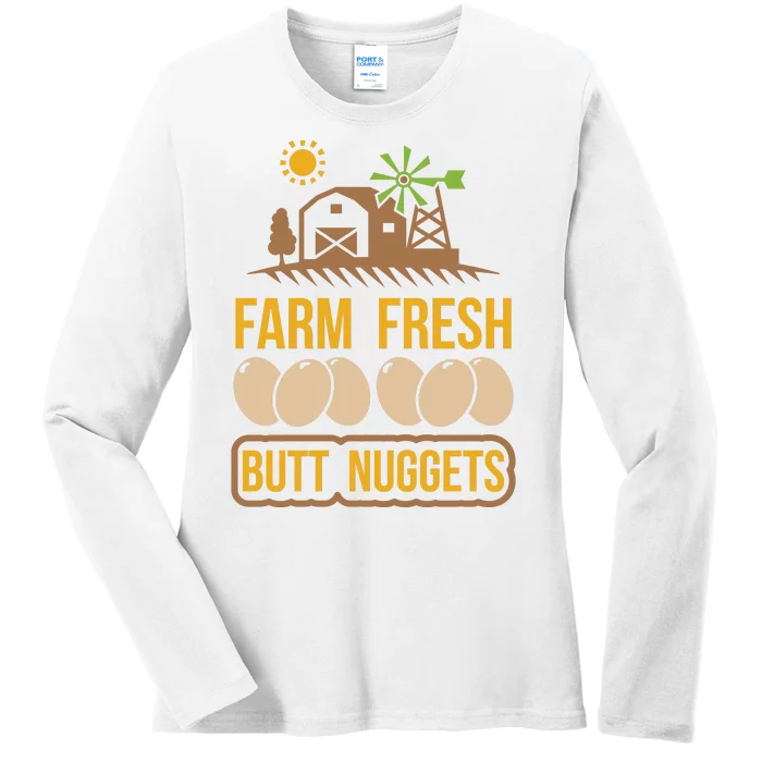 Farm Fresh Butt Nuggets Ladies Long Sleeve Shirt