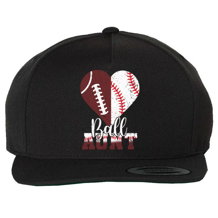 Funny Football Baseball Mothers Day Women Ball Aunt Heart Wool Snapback Cap