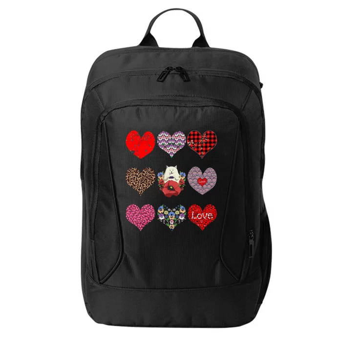 Funny Floral Cat Hearts Pattern Cute Cat Mom Valentines Day Gift City Backpack