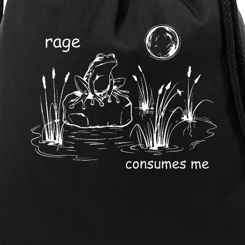 Funny Frog Consumes Me Rage Frog Drawstring Bag