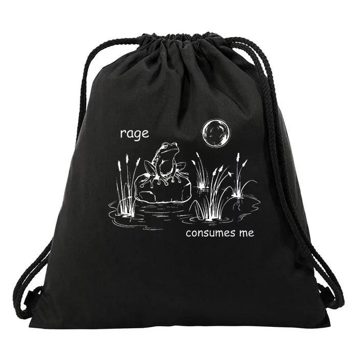 Funny Frog Consumes Me Rage Frog Drawstring Bag