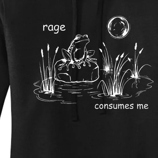 Funny Frog Consumes Me Rage Frog Women's Pullover Hoodie